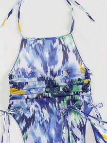 SHEIN Swim Bộ bikini in họa tiết Tie Dye đi biển mùa hè - Nhiều màu - Xem 5