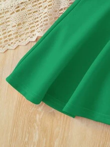 SHEIN Leap Crew Baby Girl One Shoulder Sleeveless Dress With Scalloped Trim - Green - View 3