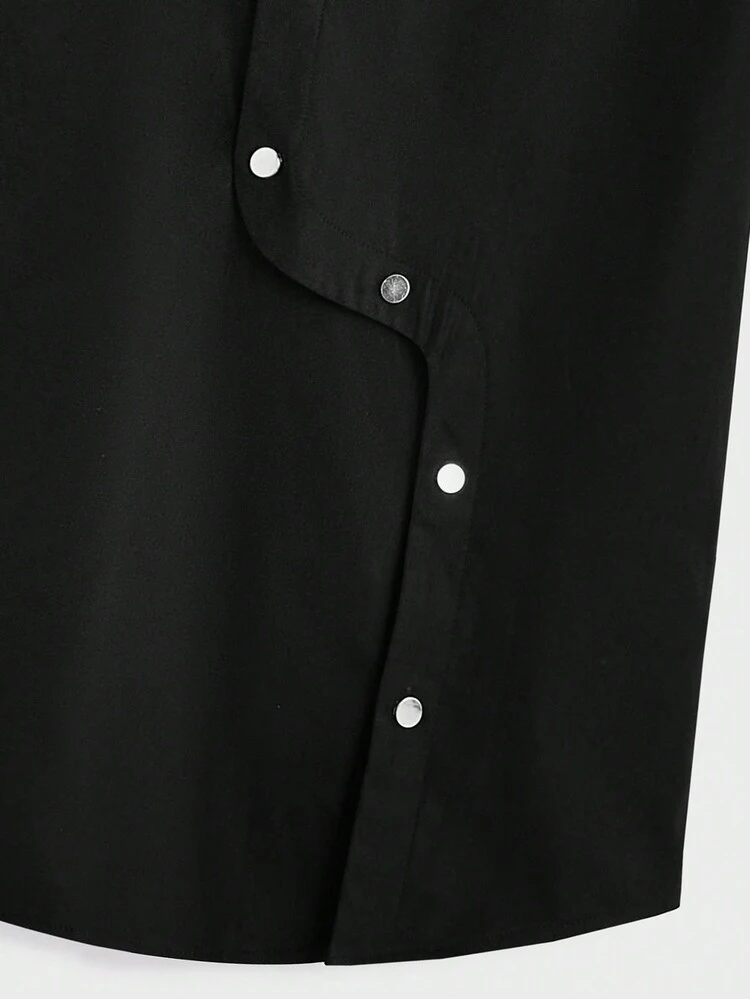 Loose Fit Men's Button-Down Short Sleeve Woven Casual Shirt