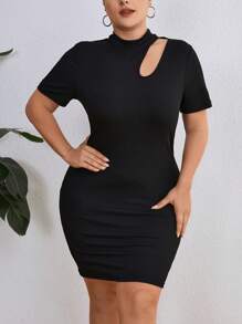 SHEIN Essnce Kích thước lớn Của phụ nữ Mới Thời trang Mùa hè , Giải trí Và Thoải mái Đào Chặt Đầm - màu đen - Xem 1