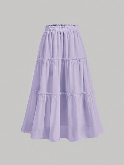 SHEIN MOD 紫色女士純色雨傘裙,夏季必備品