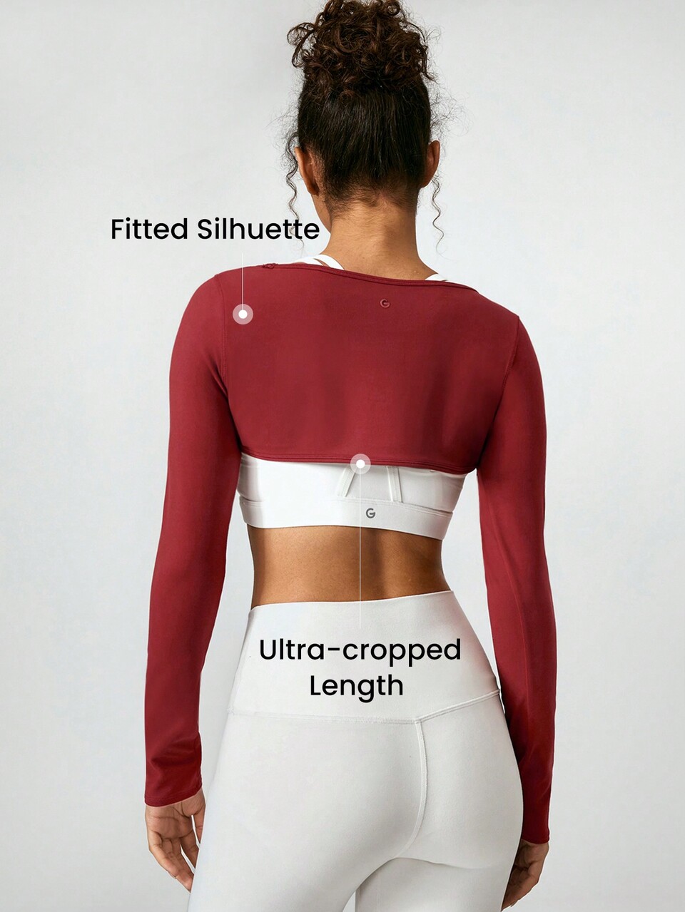 FeatherFit™ Długi Rękaw Przycięte Czołg Top z fałdami Nisko Joga Codzienny