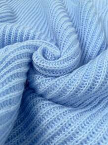 Women's Basic Oversized V Neck Button Sweaters Dressy Casual Lightweight Ribbed Knit Pullover Sweater Tops Blue
