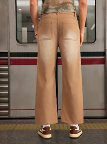 Manfinity VCAY Men's Mid-Rise Stretch-Free Loose-Fit Jeans With Wide Leg For Casual Wear