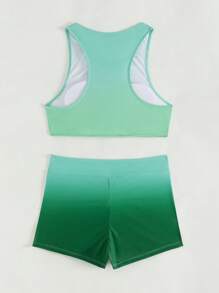 女士渐变色背心式比基尼套装夏季海滩 - 綠色 - 查看 3