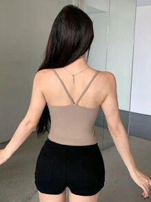 Dazy Star Women's Solid Color Cropped Camisole Top For Summer Tops