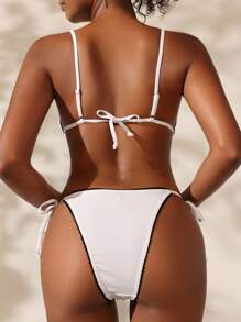 SHEIN Swim Summer Women's Lace Splice Bikini Set With Separated Top And Bottom Wedding - White - View 2