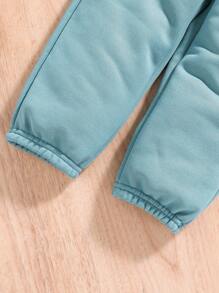 SHEIN 男童休閒寬鬆遊戲手柄圖案短袖連帽上衣和運動長褲套裝 - 彩色 - 查看 5