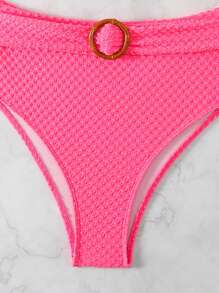 SHEIN Swim Women's Halter Bikini Set Summer Beach - Hot Pink - View 6