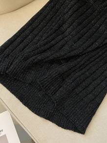 Calvaya Kích thước lớn Của phụ nữ Không tay Đầm Áo len Với nút Trang trí - màu đen - Xem 5