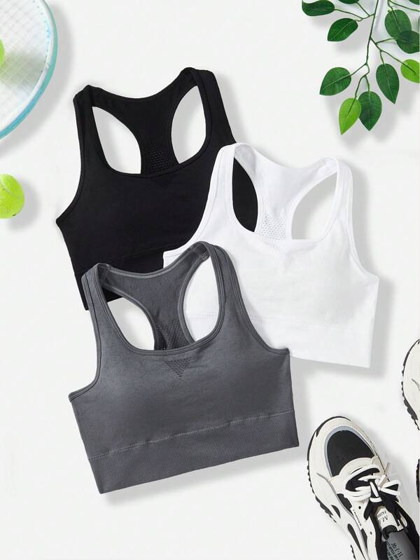 SHEIN Sport Studio 3pcs Women's Sports Bra With Crisscross Back Design