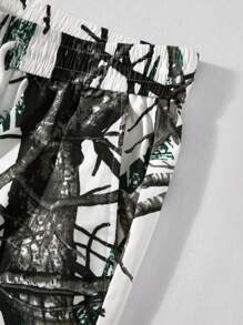 Manfinity Roghcode Quần dài nam in họa tiết cây, quần dài màu xanh lá cây đi nghỉ, quần túi hộp rộng thùng thình, quà tặng cho chồng, bạn trai - Nhiều màu - Xem 6