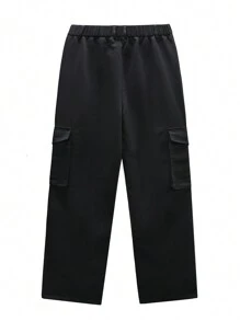 Manfinity EMRG Pantalones De Carga De Color Sólido Para Hombres - Negro - Ver 5