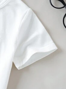 Camiseta De Manga Corta Con Eslogan Impreso Para Niña Joven