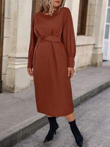 SHEIN Clasi Plus Size Solid Color Back Strap Casual Dress Maxi Women Outfit