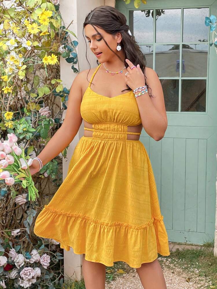 Plus Size Cross Back Cami Dress
