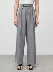 BizChic 女士高腰西裝褲,帶斜口袋 - 灰色 - 查看 5