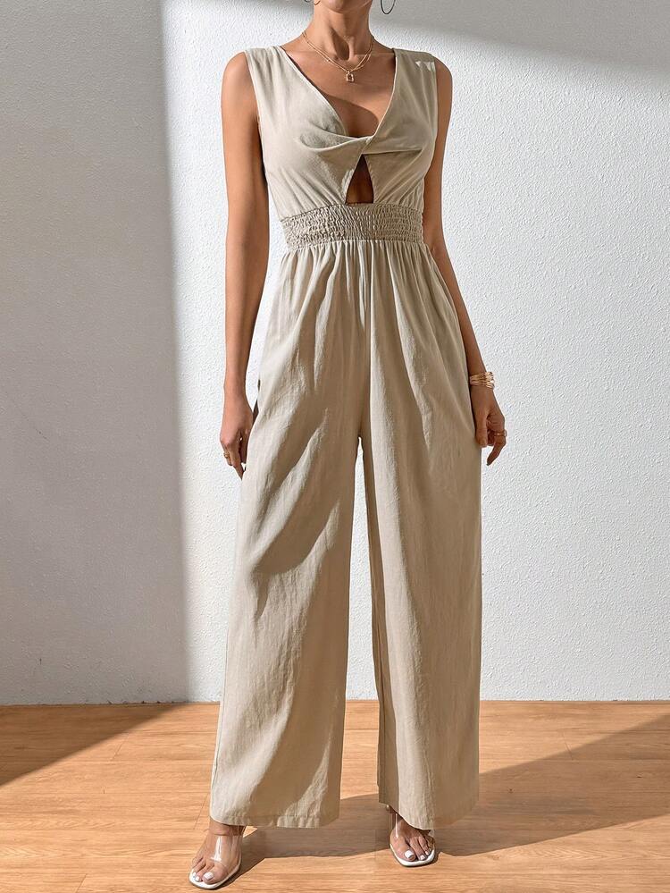 Women's Twist Detail Cutout Sleeveless Jumpsuit