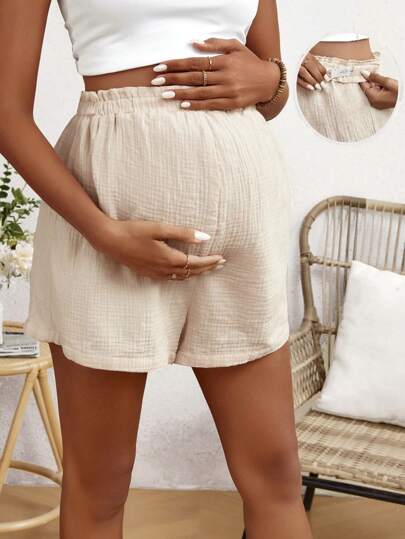 SHEIN Pregnant Women's High Waist Sports Shorts For Active Holiday For Maternity