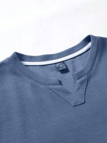 Manfinity Homme 男士紋理面料短袖t恤 - 藏蓝色 - 查看 3