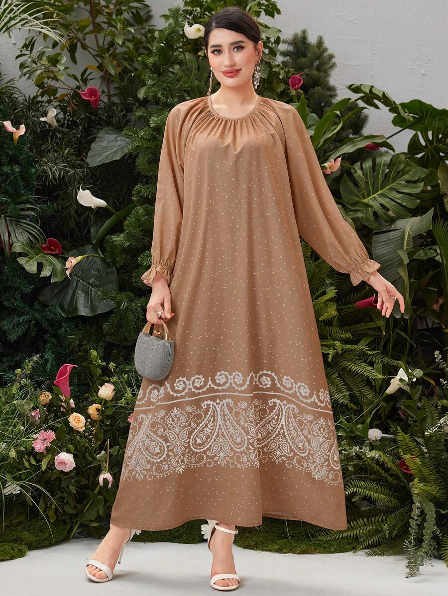 Mulvari Polka Dot & Paisley Printed Dress