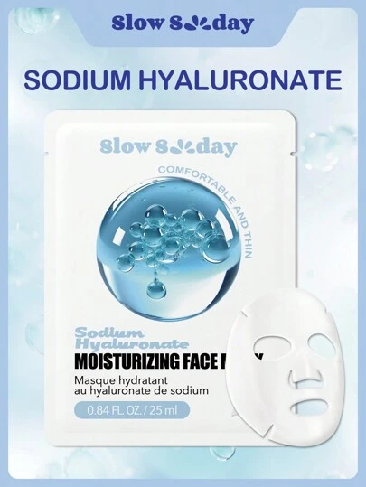 SlowSunday Sodium Hyaluronate Moisturizing Face Mask, Hydrates And Nourishes, Deeply Hydrates And Soothes Skin, K Beauty, For Valentine's Day, Valentines Gift, Valentines Day Gift, Ideal For Party