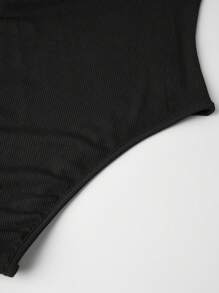 Franclia Plain Color Asymmetric Hem Top And Pants Two Piece Set - Black - View 3