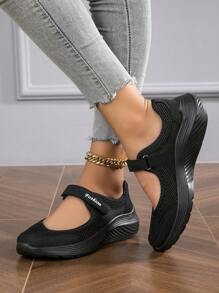 Fall/Winter Women's Casual Sports Shoes Comfortable Breathable Mesh Lightweight Walking Shoes Fashion Slip-On Sneakers - Black - View 5