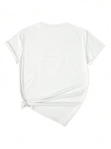 INAWLY Kích thước lớn Môi In Khẩu hiệu Vòng cổ Áo thun - trắng - Xem 2