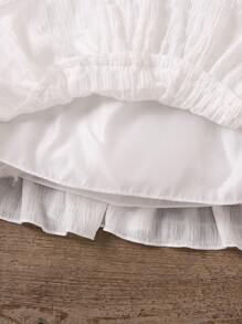 SHEIN Vintaside Kids Young Girls' Ruffle Edge Multi-Layered A-Line Skirt - White - View 6