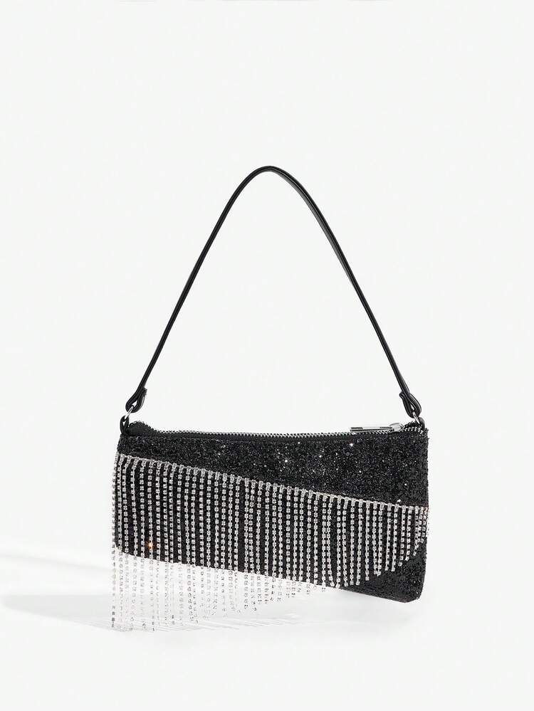 Women Diamond Tassel Glitter Shoulder Bag, Evening Bag, Club, Rhinestone