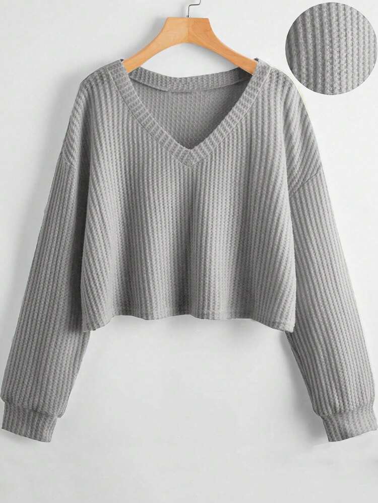 Women's Solid Color Drop Shoulder Casual T-Shirt Fall Cloth For Women