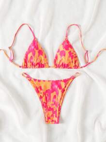 SHEIN Swim Summer Beach Women's Tie-Dye Bikini Set