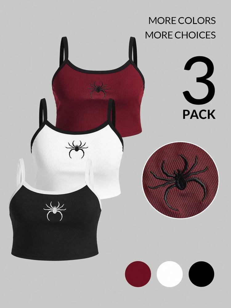 Plus Size Spider Embroidered Cami Top