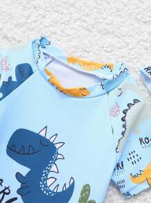 Baby Boy Dinosaur Print Short Sleeve Swimsuit Set With Sun Hat, Summer  Getaway,Holiday,Travel,Relax,Summer,Holiday