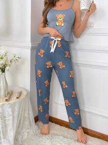 Gấu In Không tay Áo ba lỗ Và Quần Bộ mặc nhà - Nhiều màu - Xem 5
