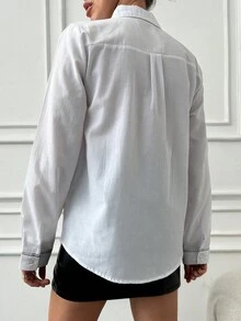 EURMUSE Stiching Detailed Women Blouse - Black and White - View 2