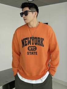 DAZY Nam Đồ họa Chữ cái Thả vai Áo nỉ - trái cam - Xem 7