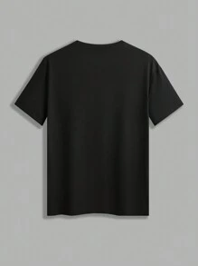 Manfinity Homme Men T-Shirts Fit Crew Neck Short Sleeve Graphic Tee Bunny Casual Fashion Men Clothes Summer Polyester - Black - View 2