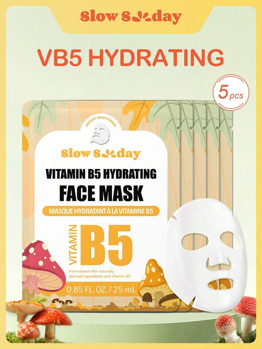 SlowSunday 保湿面膜，即刻提亮紧致抗衰老面膜，5片装，滋润滋养，深层补水舒缓肌肤，韩妆，情人节礼物，斋月礼物，斋月聚会及礼品，派对理想之选 - B5 - 查看 1