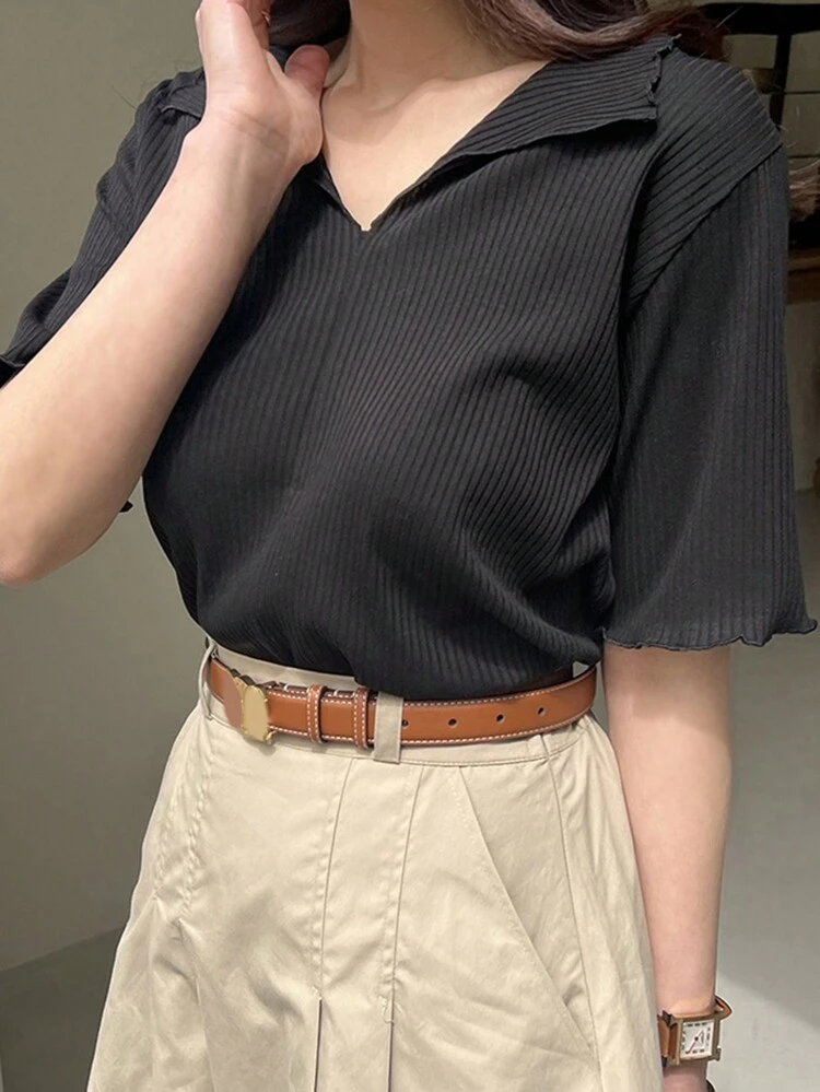 Women's Solid Color Short Sleeve Slim Fit T-Shirt Summer,Business Casual Women