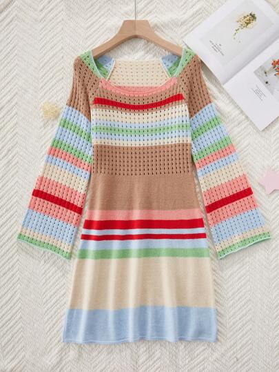 Teen Girl's Multicolor Striped Sweater Dress