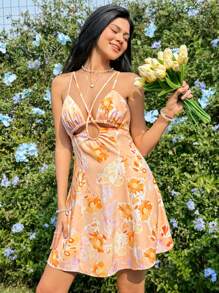 Soleia 女士花卉印花背心無背裙飾,附帶腰帶 - 彩色 - 查看 1