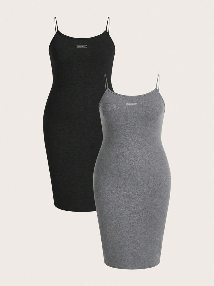 Women's Plus Size Metallic Patch Pattern Cami Dress