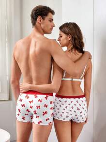 Men'S Bow Tie Printed Boxer Shorts - White - View 2
