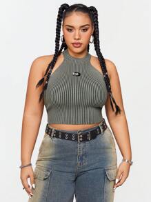 SHEIN EZwear CURVE Plus Size Women's Sleeveless Fitted Knitted Top, Multiple Pack - Multicolor - View 7