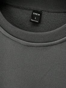 Manfinity Homme Men's Letter Printed Drop Shoulder Long Sleeve Sweatshirt And Sweatpants Set, Fall Clothes