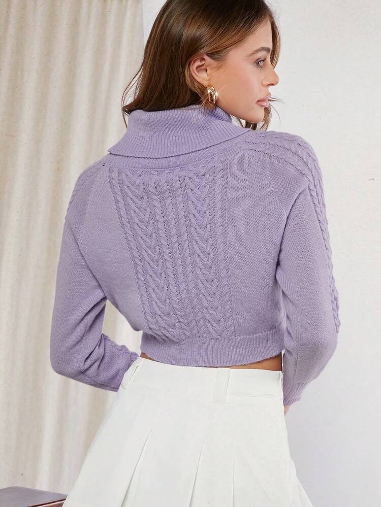 Women's High Neck Heart Hollow Out And Raglan Long Sleeve Sweater