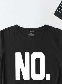 SHEIN 大码字母印花圆领 T 恤图案 T 恤女式上衣