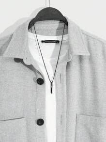 SHEIN Cottnline Men's Long Sleeve Jacket With Double Pockets - Light Grey - View 4